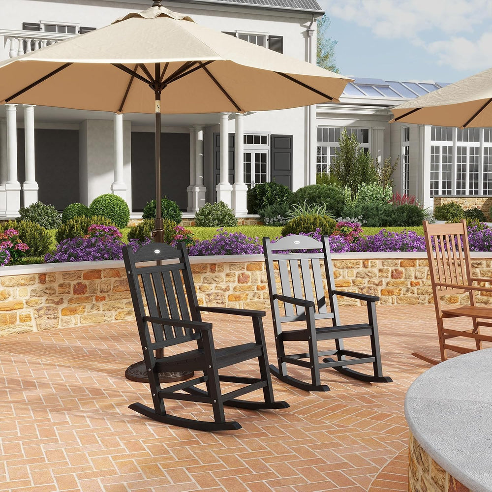 Outsunny 2 Pieces Outdoor Rocking Chair, All Weather-Resistant HDPE Rocking P...
