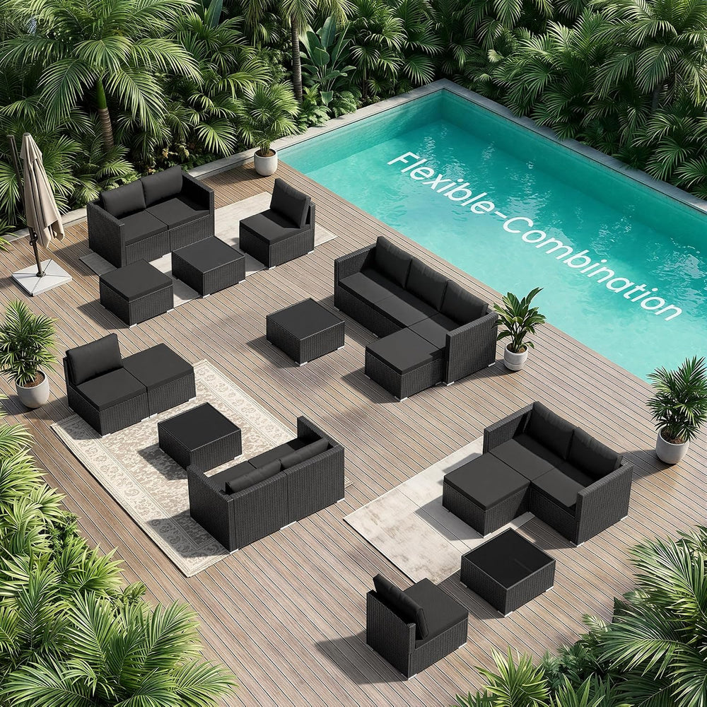 Patio Furniture Set - All-Weather -5 Piece Outdoor Patio Conversation Couch S...