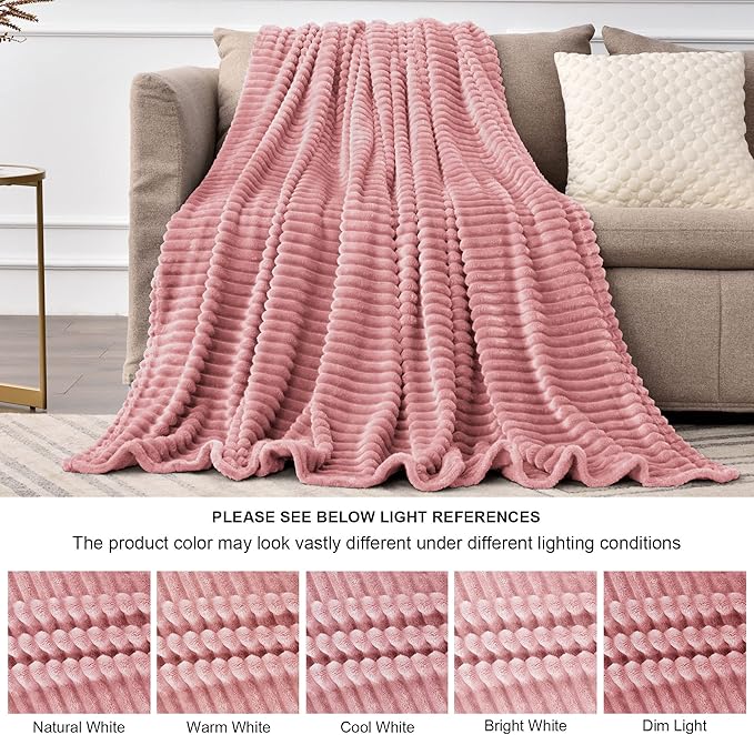 BEDELITE Fleece Blanket King Size – 3D Ribbed Jacquard Soft and Warm Decorative - Image 8