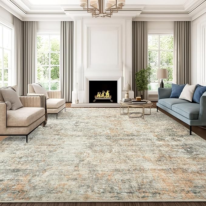 9x12 Area Rugs for Living Room, Non-Slip Machine Washable Vintage Rugs by Soalmost