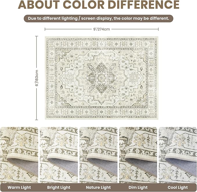 zesthome Washable Rug 6x9 Area Rugs, Stain Resistant Rugs - Image 2