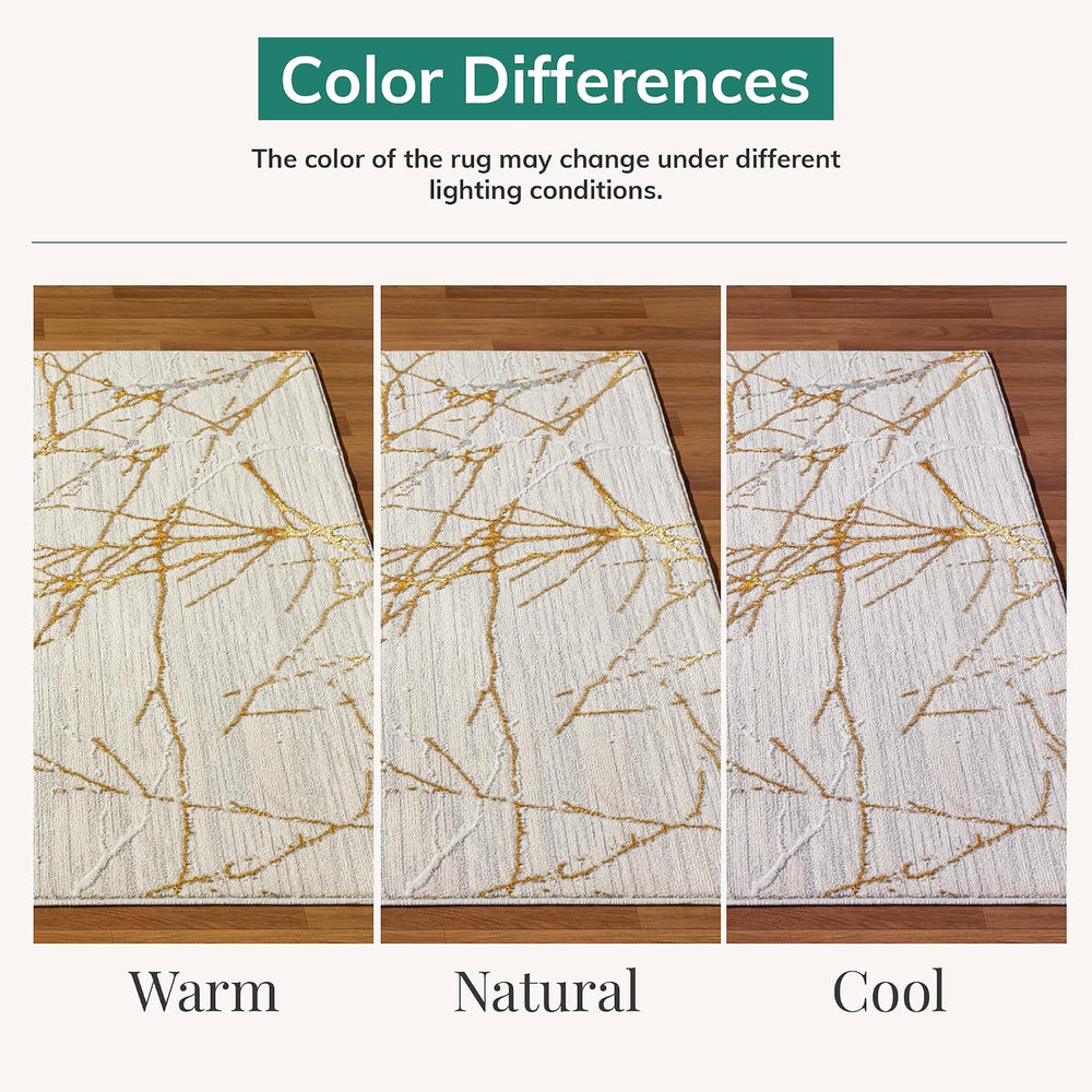 LUXE WEAVERS Modern Abstract Non-Shedding Area Rug Gold 2x3