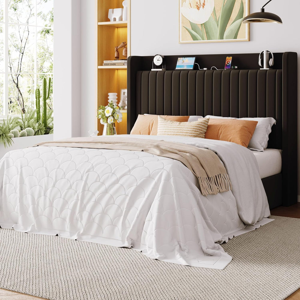 Allewie Full Lift Up Storage Hydraulic Bed Frame,Charging Station,Black