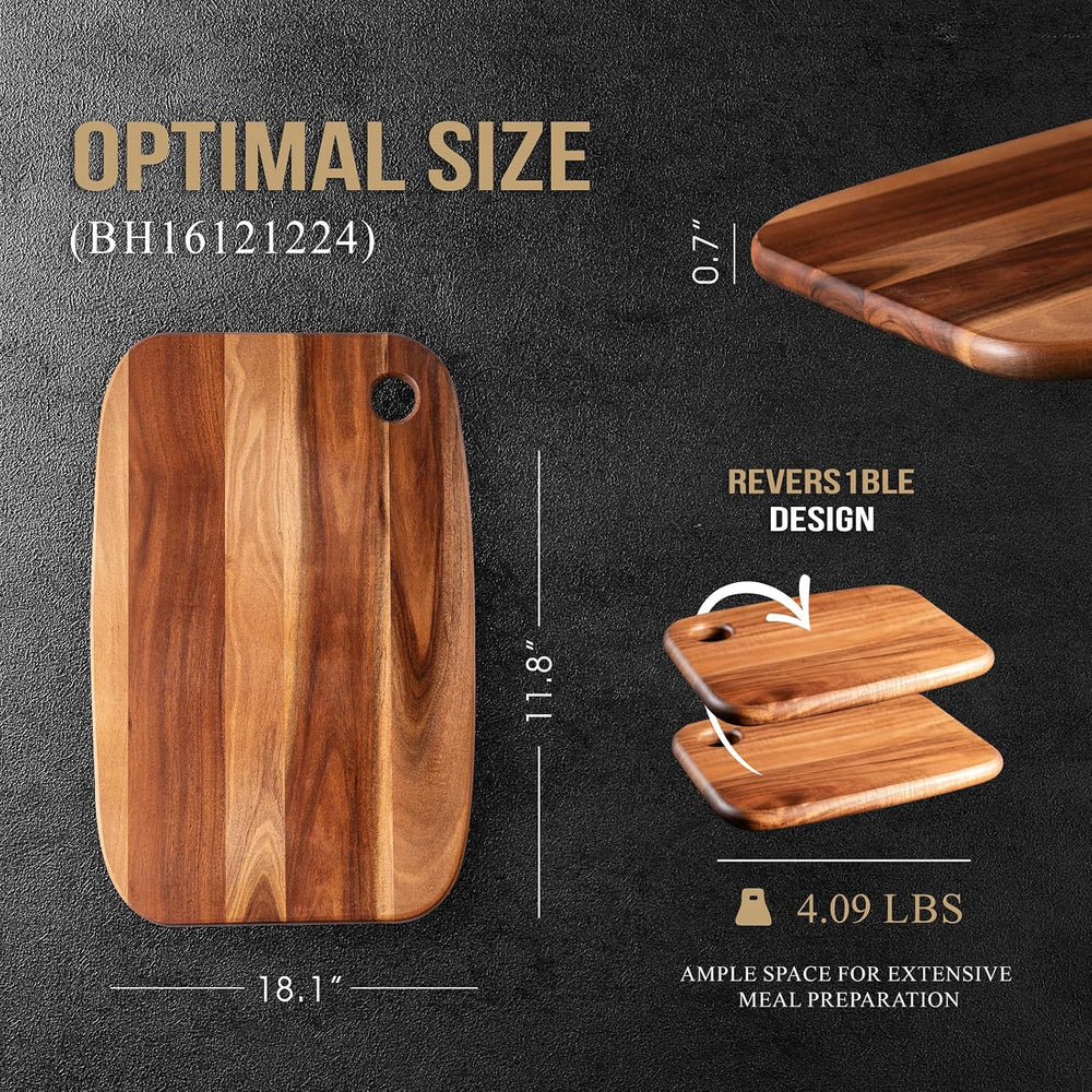 Acacia Wooden Cutting Board,JAMES.F Large Wood Cutting Boards for Kitchen, Bi...