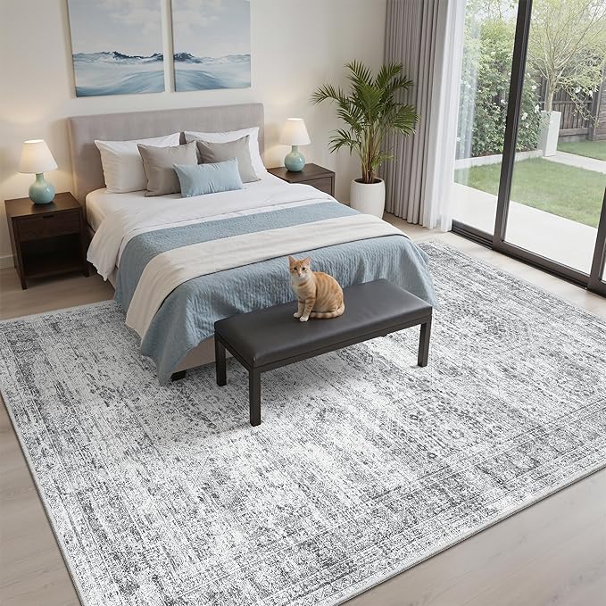 6x9 Area Rug for Living Room Washable 6x9 Gray Rug Non-Slip Modern Rugs for - Image 2