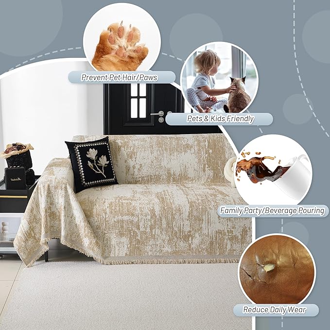 MYSKY HOME Couch Cover for Sectional Sofa Set for Dog Cat Pets Abstract - Image 3