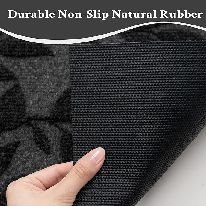 Black Leaves Outdoor Indoor Entrance Doormats, Absorbent Durable Heavy Duty - Image 5