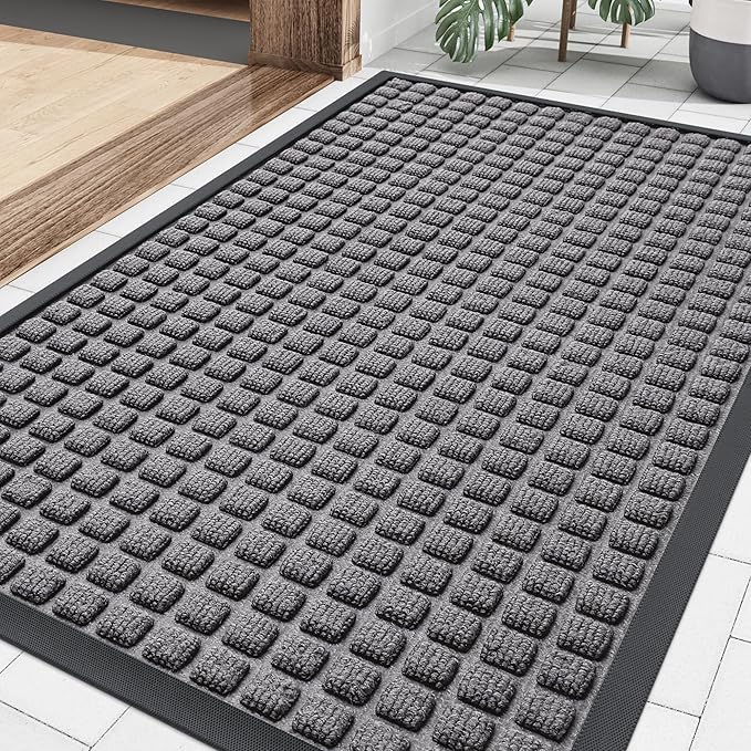 Smiry Front Door Mat Outside Entrance, Heavy Duty Natural Rubber Doormat by Smiry