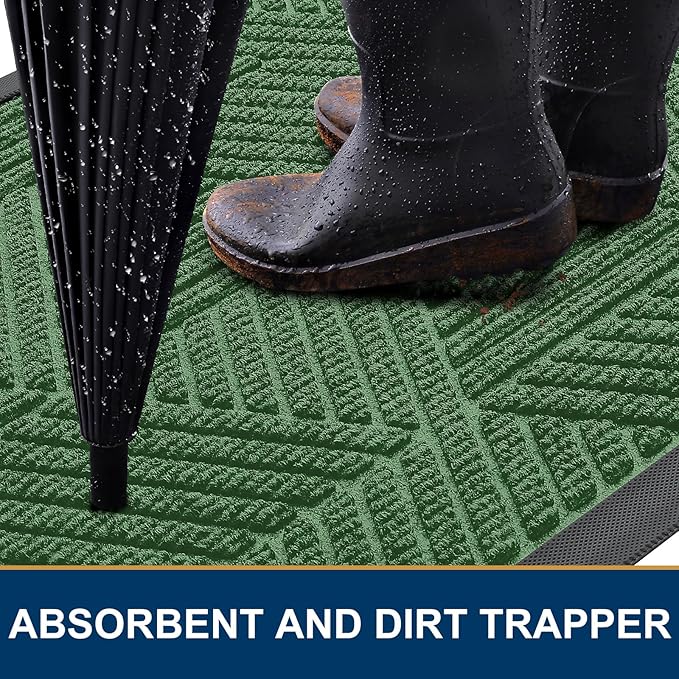Smiry Front Door Mat Outside Entrance, Heavy Duty Sturdy Natural Rubber Doormat - Image 3