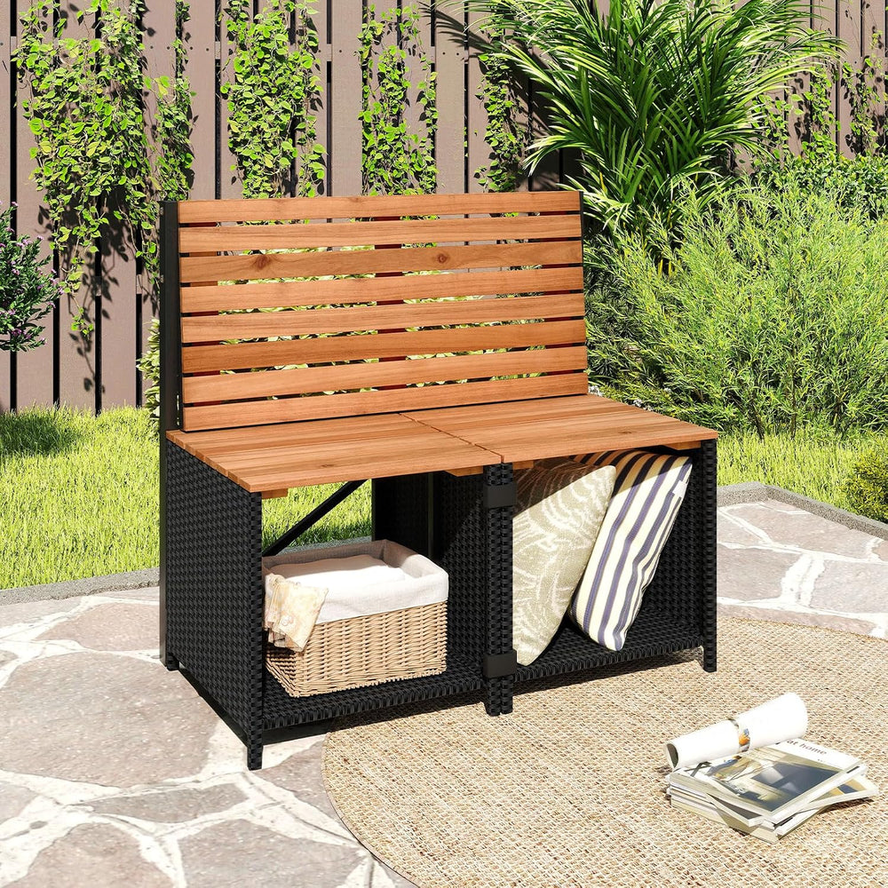 Tangkula 3-in-1 Convertible Bench Bar Table, Outdoor Folding Table & Chair