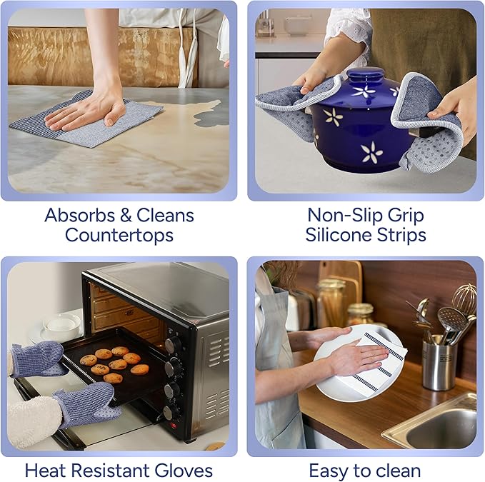 Casa Platino Mini Oven Mitts Set, 8-Piece – 500°F Heat Resistant Silicone Oven - Image 6