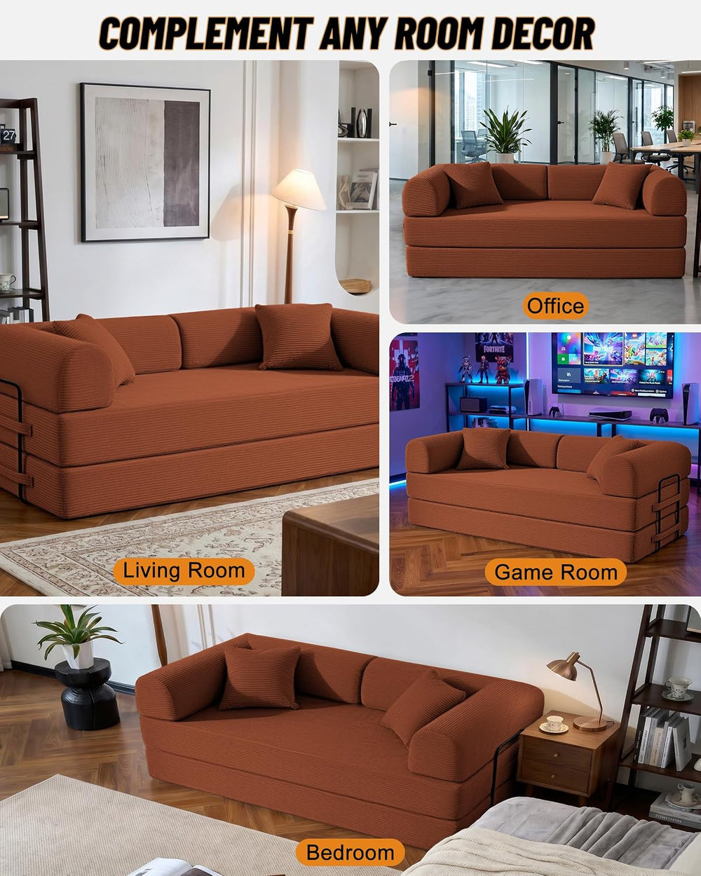 79" Couch Bed,Convertible Futon Sofa,Boneless Couches for Living Room