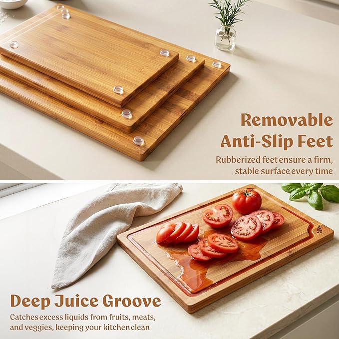 EDELHAUS Carbonized Bamboo Cutting Boards – Cutting Board Set of 3 Heat Treated - Image 7