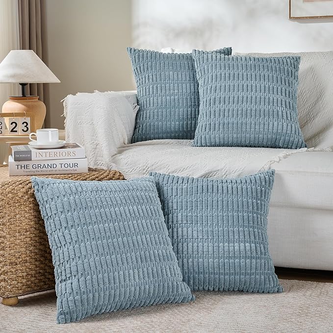 Fancy Homi 4 Packs Boho Light Blue Decorative Throw Pillow Covers 26x26 Inch by Fancy+Homi