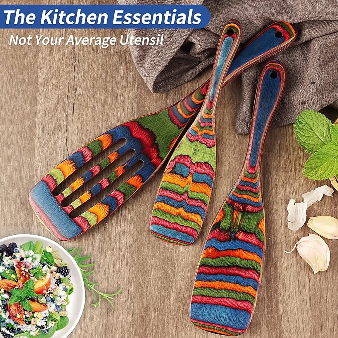 Spurtle Set, Wooden Utensils for Cooking, WOSPONFAN Kitchen Utensils Set - Image 6