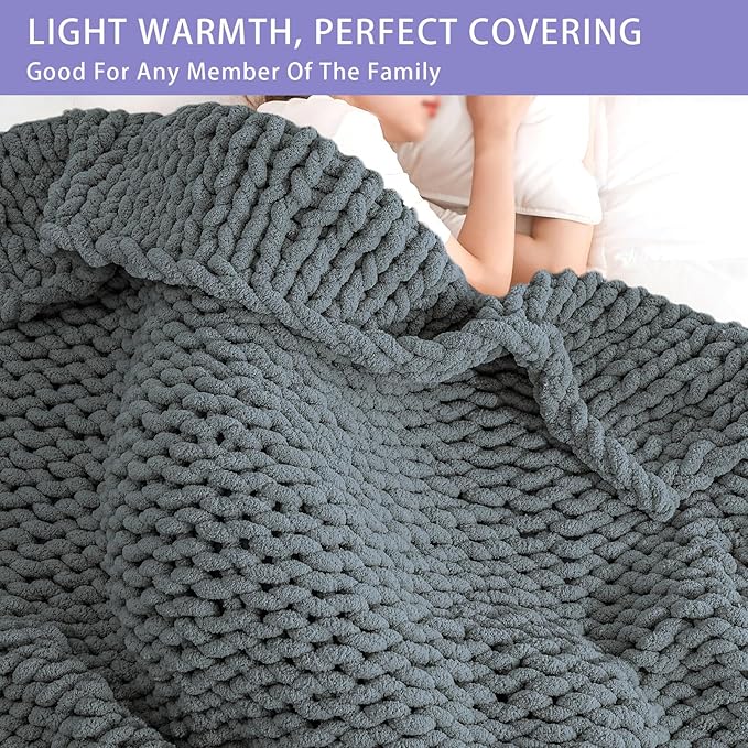 Bigacogo Chunky Knit Throw Blanket - Image 3