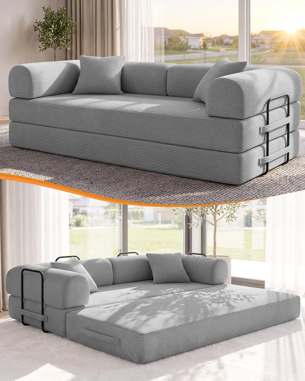 79" Convertible Futon Sofa Bed,6-in-1 Boneless Couches for Living Room