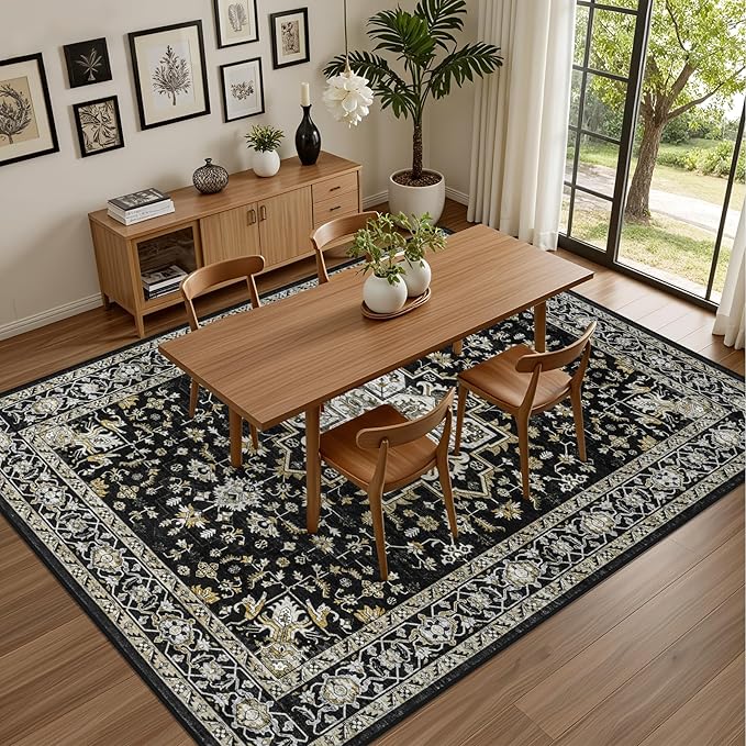 Area Rugs 9x12 Living Room Rug: Washable Rug Soft Vintage Boho Medallion Carpet - Image 5
