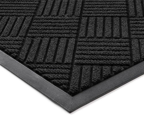 100pointONE Front Door Mat, Heavy Duty Indoor Outdoor Doormat, 48" x 36" Low Profile Outdoor Mats for Home Entrance, Stain and Fade Resistant Welcome Mat Ideal for High Traffic Area, Diamond Black
