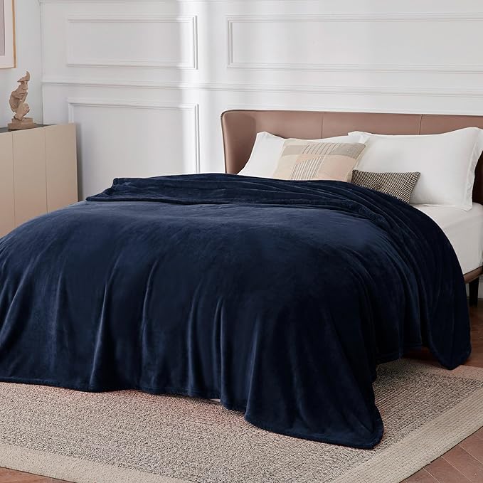 Bedsure GentleSoft Fleece Bed Blankets Full Size Navy - Image 6