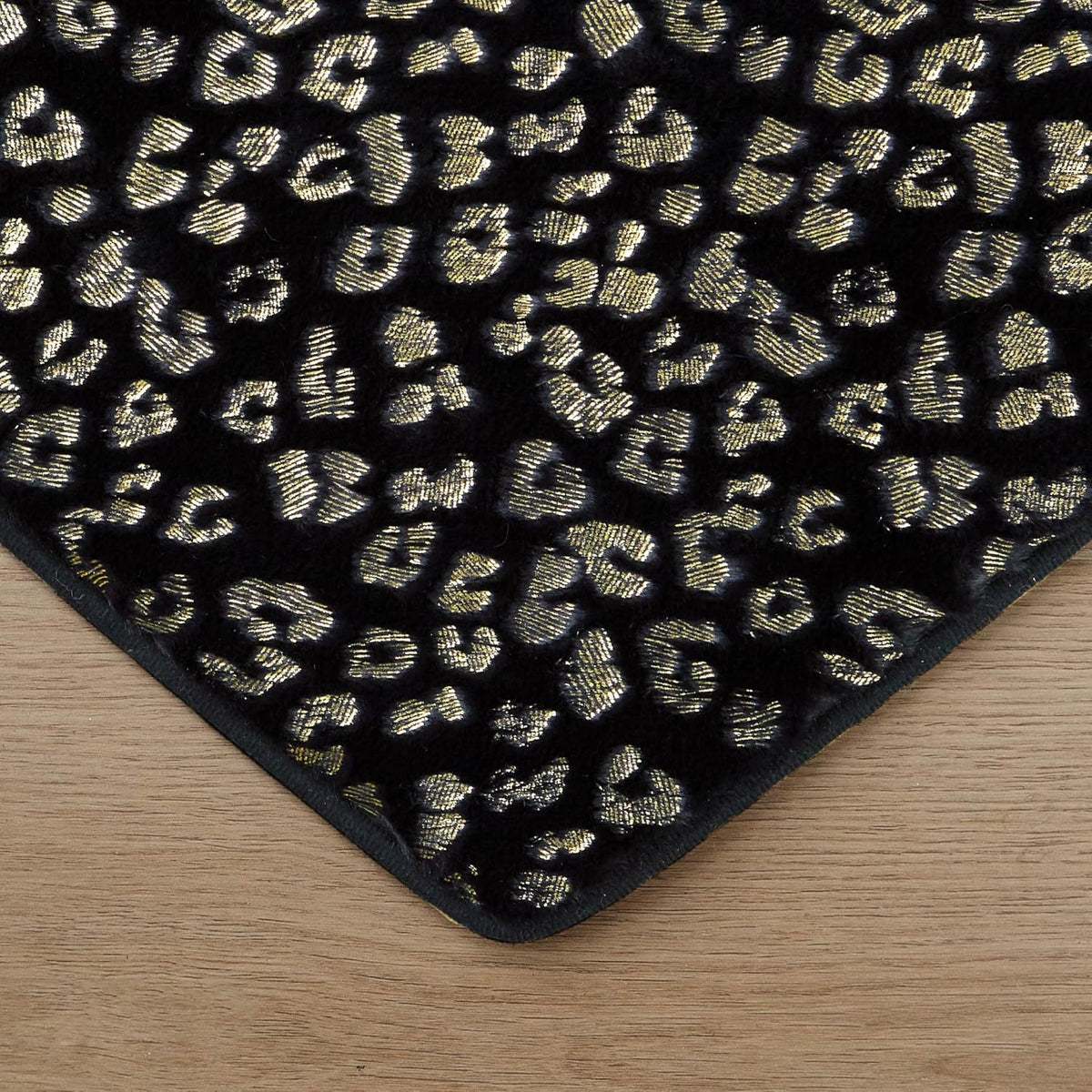 Juicy Couture Metallic Leopard Foil Print Shaped Heart Rug, Padded with Non-Skid Backing, Black, 3' Heart