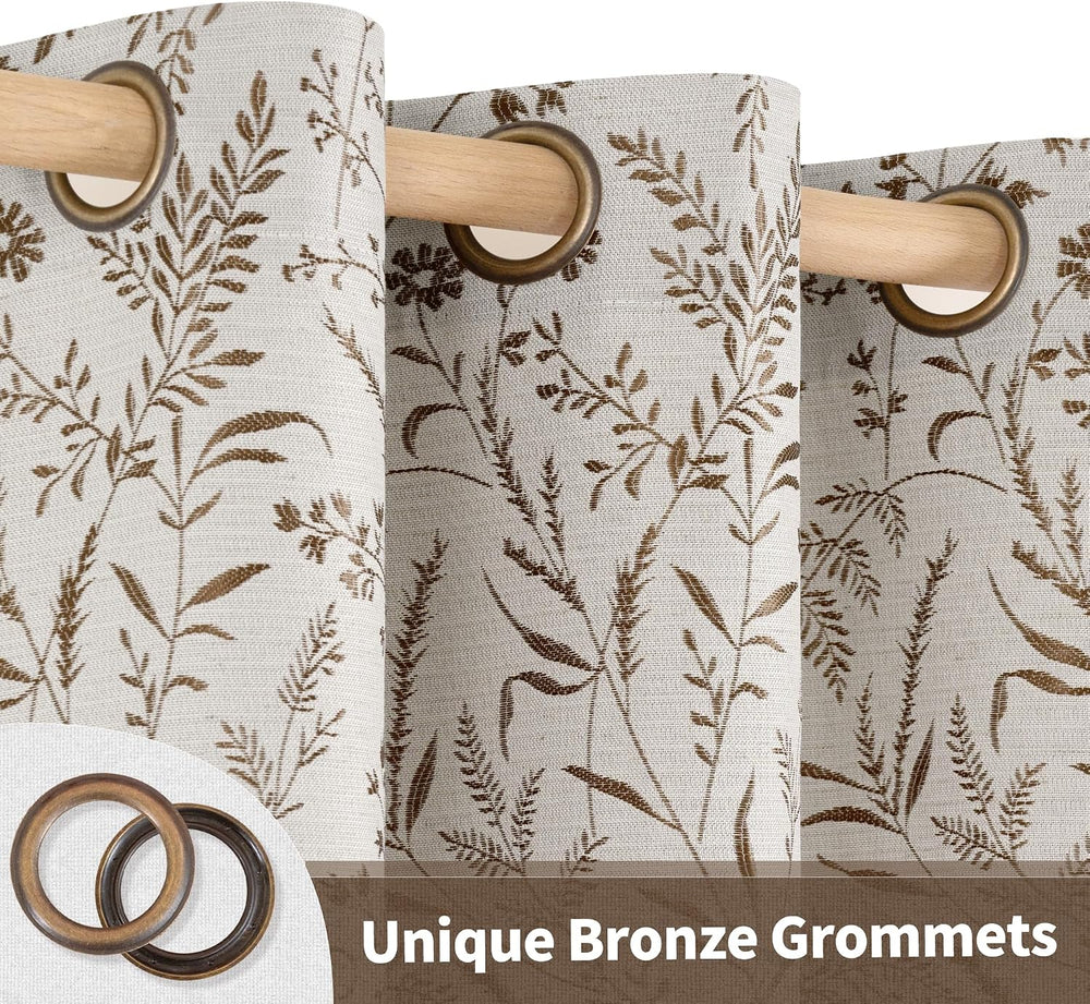 BGment Brown Fall Floral Curtains for Living Room 84 Inches Long- 2 Panels