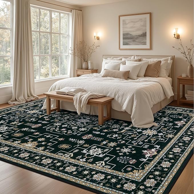8x10 Area Rugs for Living Room: Washable Rug Soft Vintage Boho Medallion Carpet - Image 4