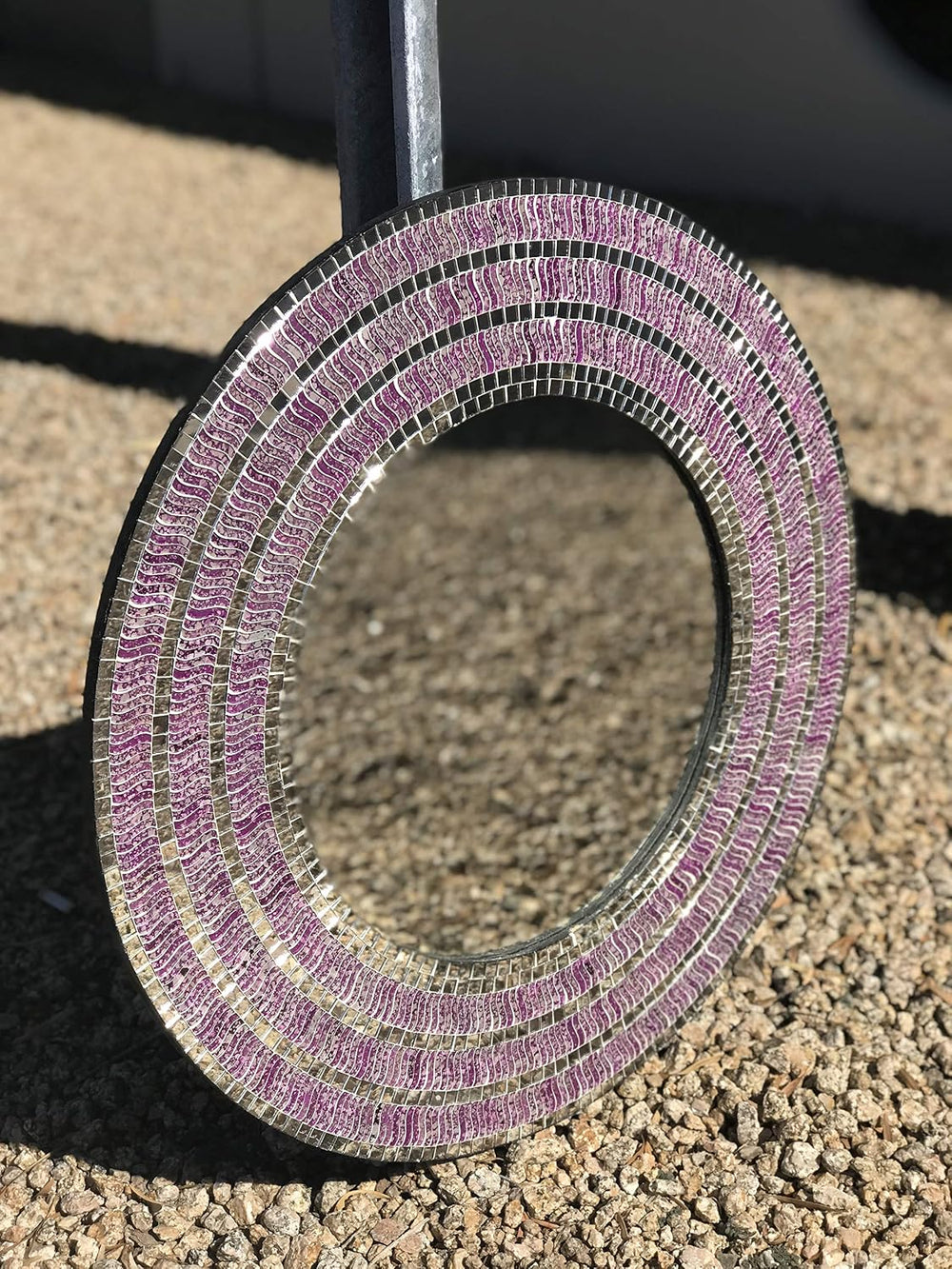 Round Mosaic Wall Mirror - Decorative Bathroom Mirror, Wall Mounted Accent De...