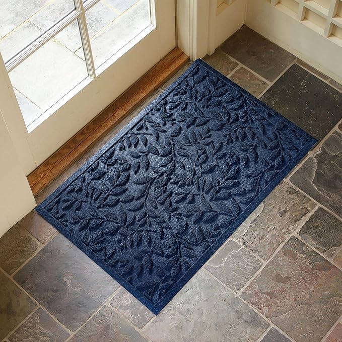 Blue Leaves Outdoor Indoor Entrance Doormats, Absorbent Durable Heavy Duty - Image 3