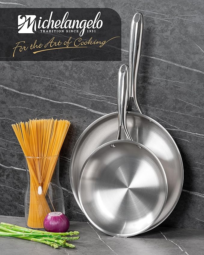 MICHELANGELO Stainless Steel Frying Pan Set, Stainless Steel Skillet - Image 7