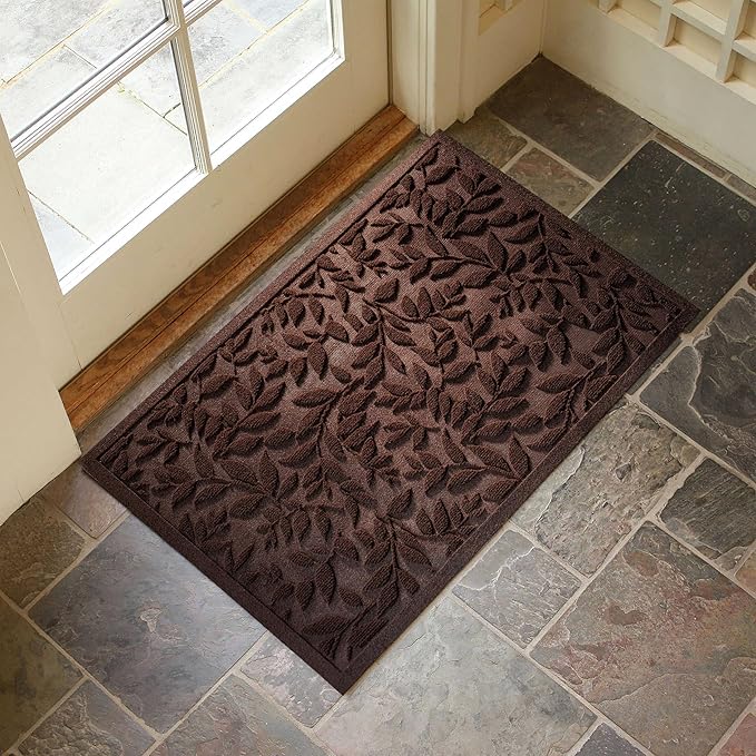 Coffee Brown Leaves Outdoor Indoor Entrance Doormats, Absorbent Durable Heavy - Image 3
