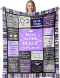 Work Besties Gifts for Women, Thank You/Appreciation Gifts for Coworkers Female, Work Friendship Birthday Gifts, Farewell Present Ideas for Colleague, Funny Work Bestie Purple Blanket 60”x50”