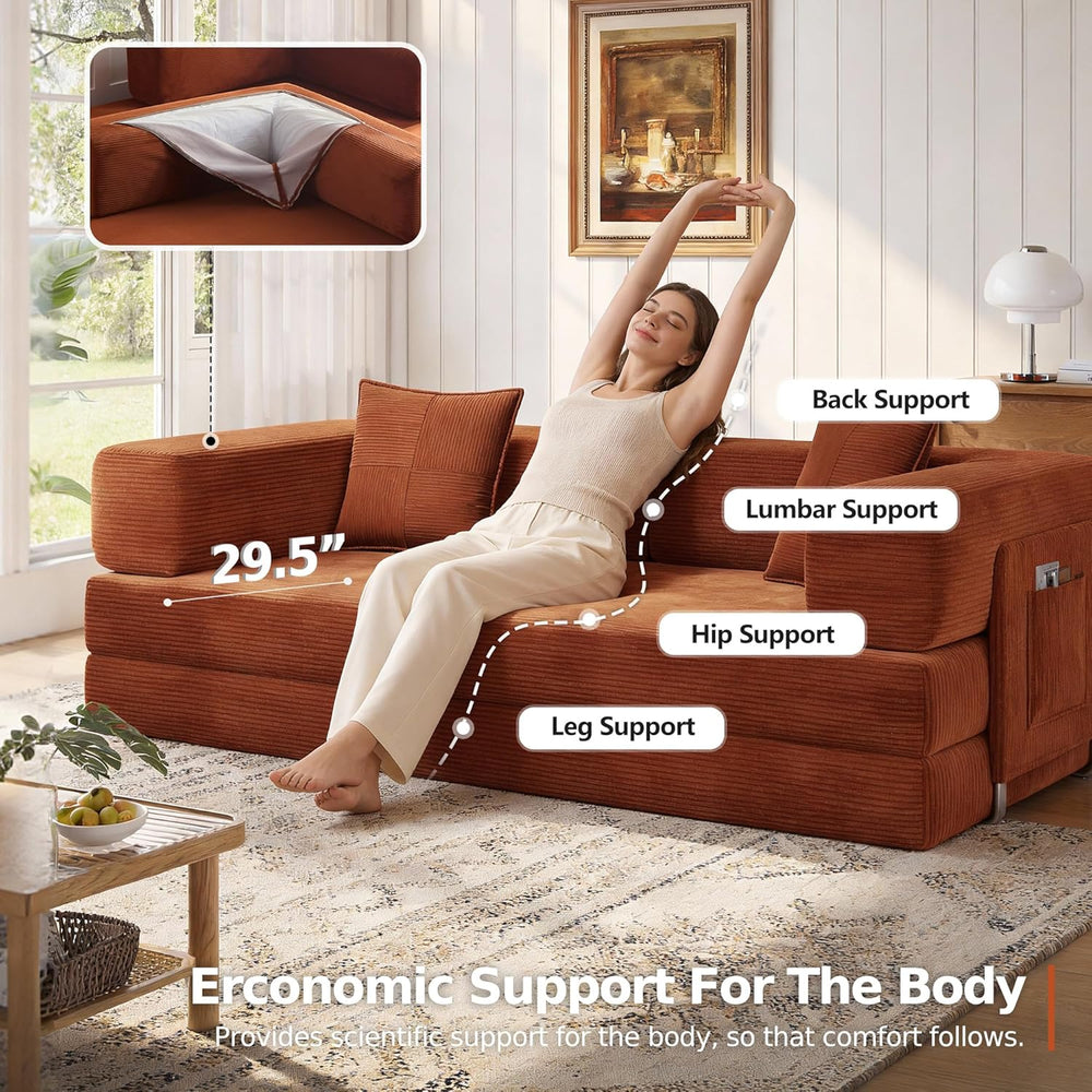 MoonSpeak 78.8'' Futon Sofa Bed, Boneless Couches for Living Room