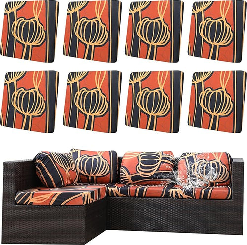 8Pcs Outdoor Cushion Covers, Patio Cushion Covers, Stretch Elastic Slipcovers by dreahoteztil