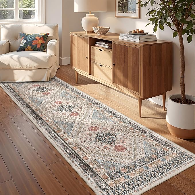 Kitchen Runner Rug Non Slip Washable 2.5x8, Soft Low Pile Entryway Rug Runners by Restydon