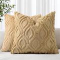decorUhome Throw Pillow Covers 20x20 Inch Set of 2, Soft Plush Faux Wool Khaki by decorUhome
