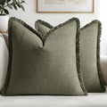 MIULEE Decorative Throw Pillow Covers Neutral Linen Fringe Throw Pillows Set of by MIULEE