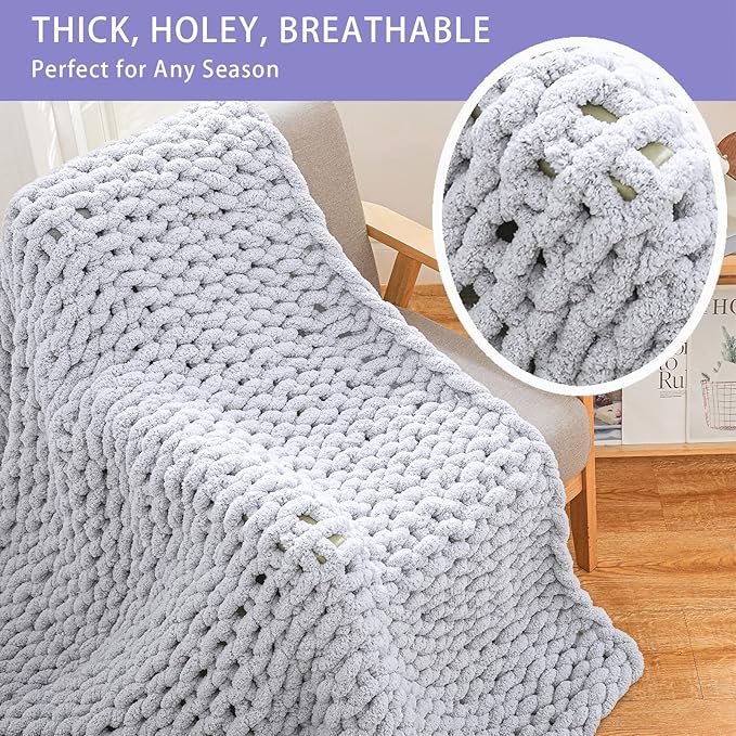 Bigacogo Chunky Knit Throw Blanket - Image 6