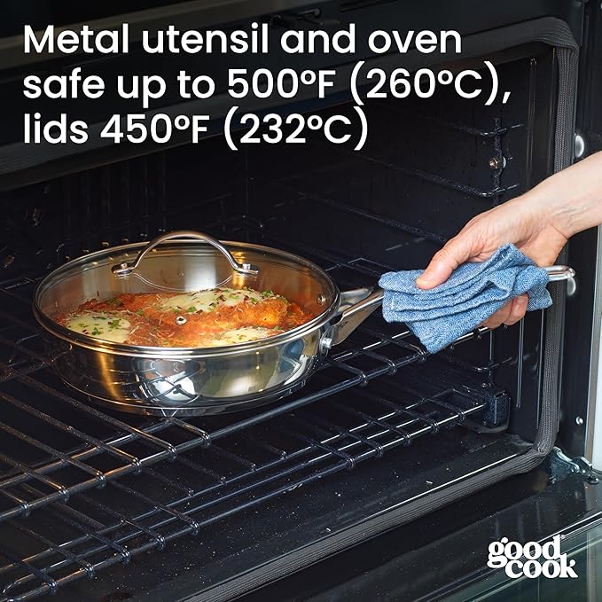 GoodCook Stainless Steel Deep Saute Pan 10.25-Inch, Oven-Safe to 500F & - Image 7
