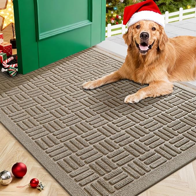 Mibao Front Door Mat Indoor Outdoor Entrance, Dirt Trapping Waterproof by Mibao