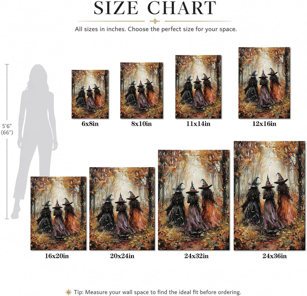 karani Halloween Canvas Wall Art, Vintage Three Witches Halloween Pictures