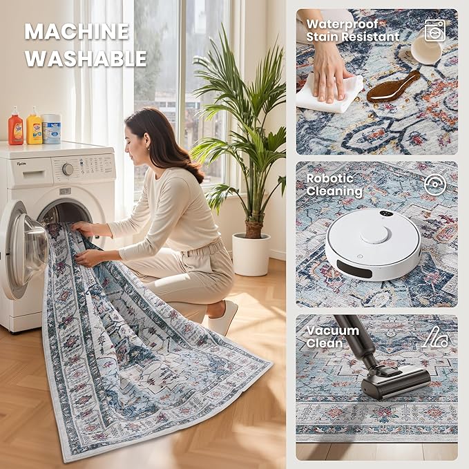 zesthome Area Rugs 9x12, Washable Rug Non-Slip Low Pile Rugs - Image 5