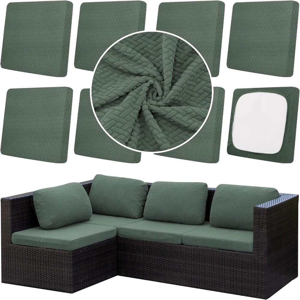 8Pcs Outdoor Cushion Covers, Patio Cushion Covers, Stretch Elastic Slipcovers