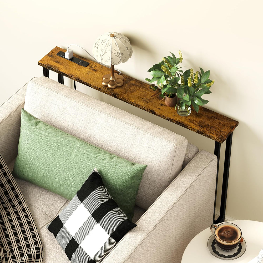 39" Sofa Table Narrow Long with Power Outlets & 2 USB Ports