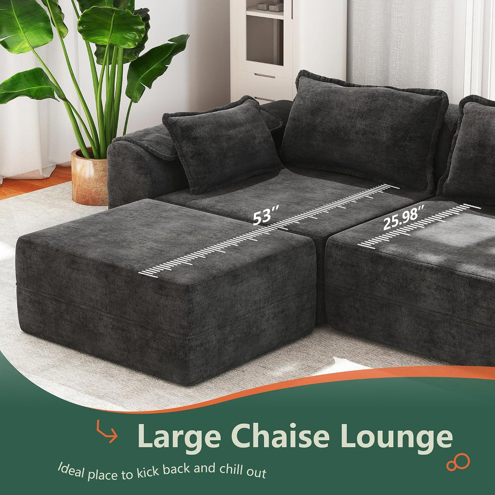 Hobestluk Cloud Memory Foam Ottoman, Removable Cover Footrest, Dark Grey