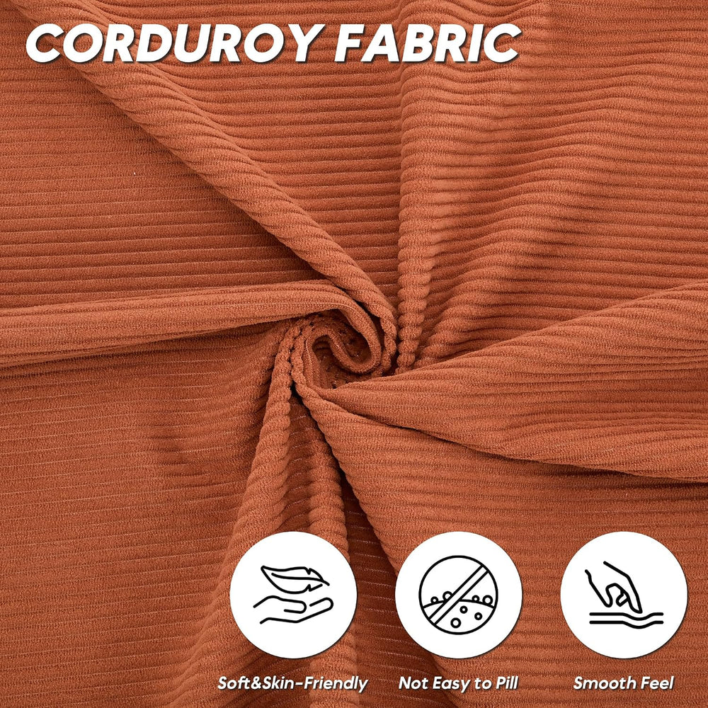 107" Modular Sectional Sofa Bed, L-Shape Corduroy Boneless Couch, Orange