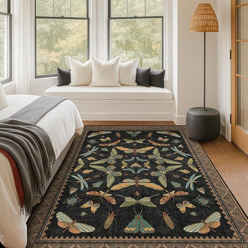5x8 Black Rug for Bedroom by HazoHaus