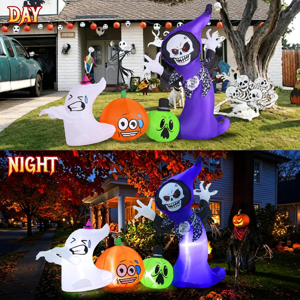 8FT Long Halloween Inflatables Outdoor Decorations with Built-in LED Lights