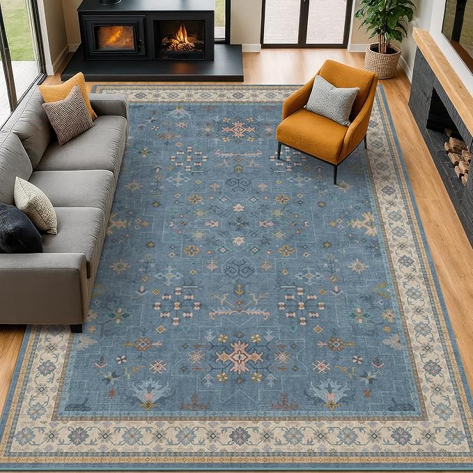 Hazo Haus Blue Big Rugs for Living Room by HazoHaus