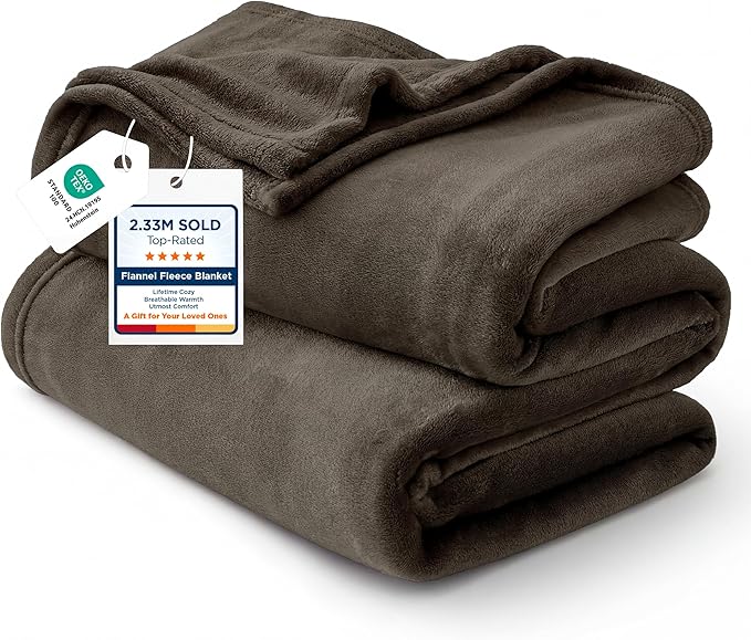 Bedsure GentleSoft Fleece Blanket Twin Size Brown by BEDSURE